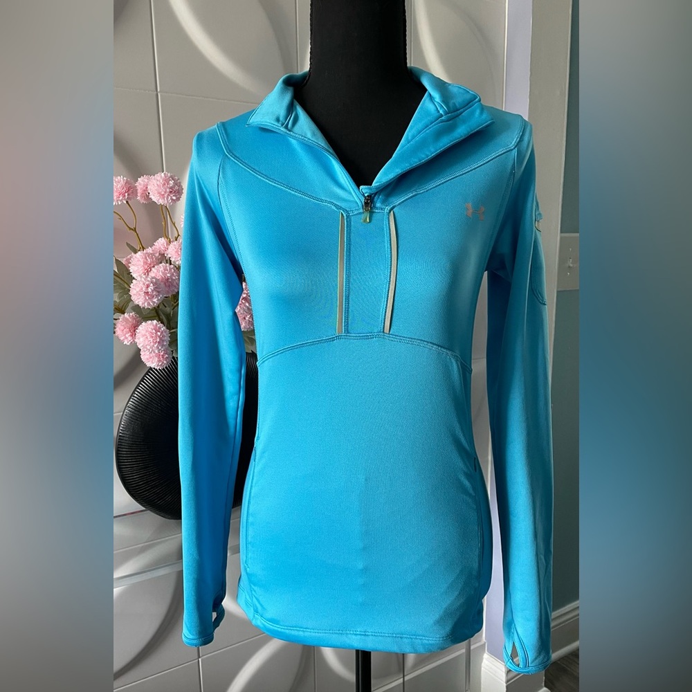 Under Armour Cold Gear Women's Ocean Blue Activewear Top Size Small
